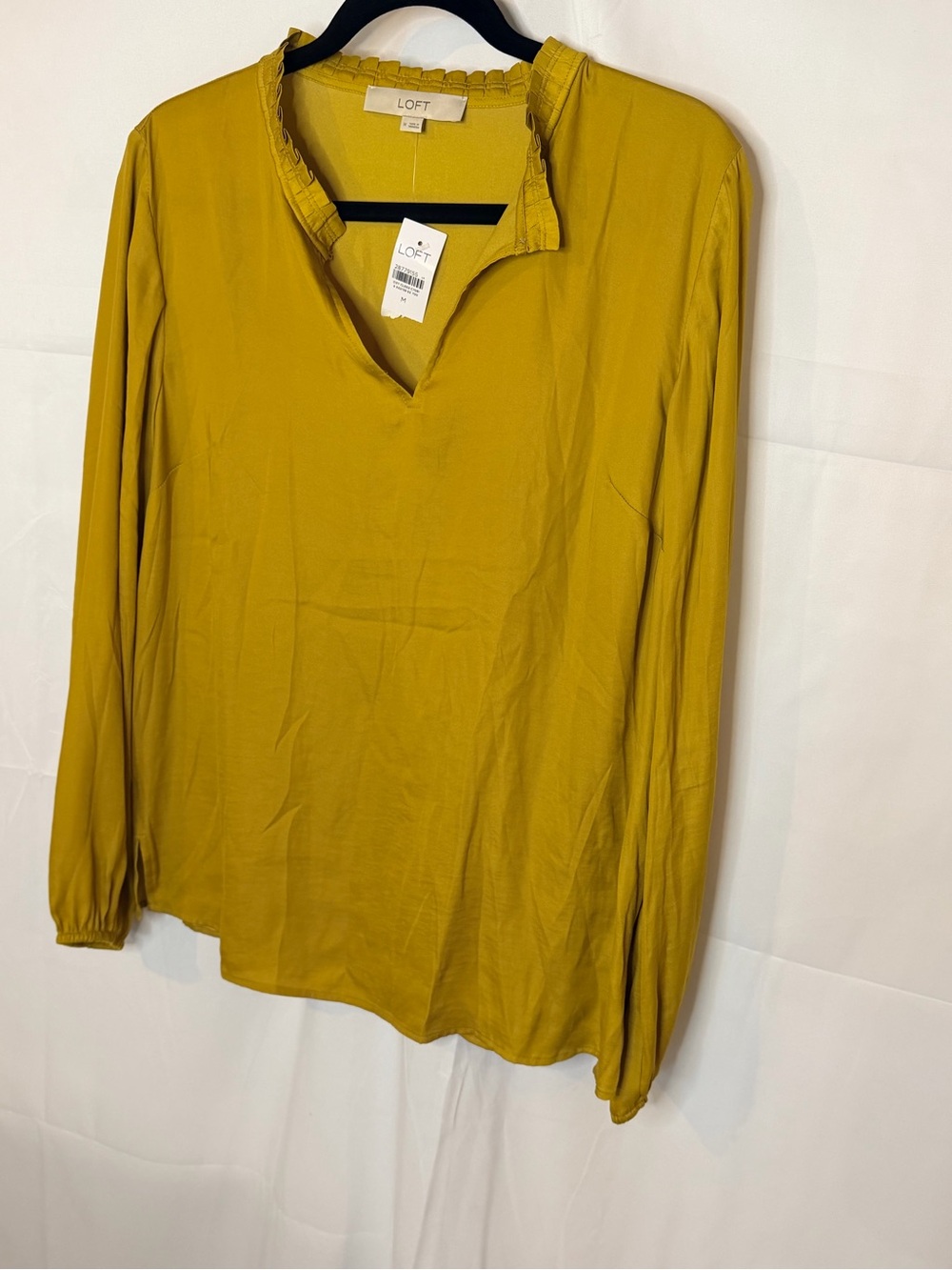 LOFT Mustard Yellow V-Neck Long-Sleeve Blouse - Picture 2 of 6